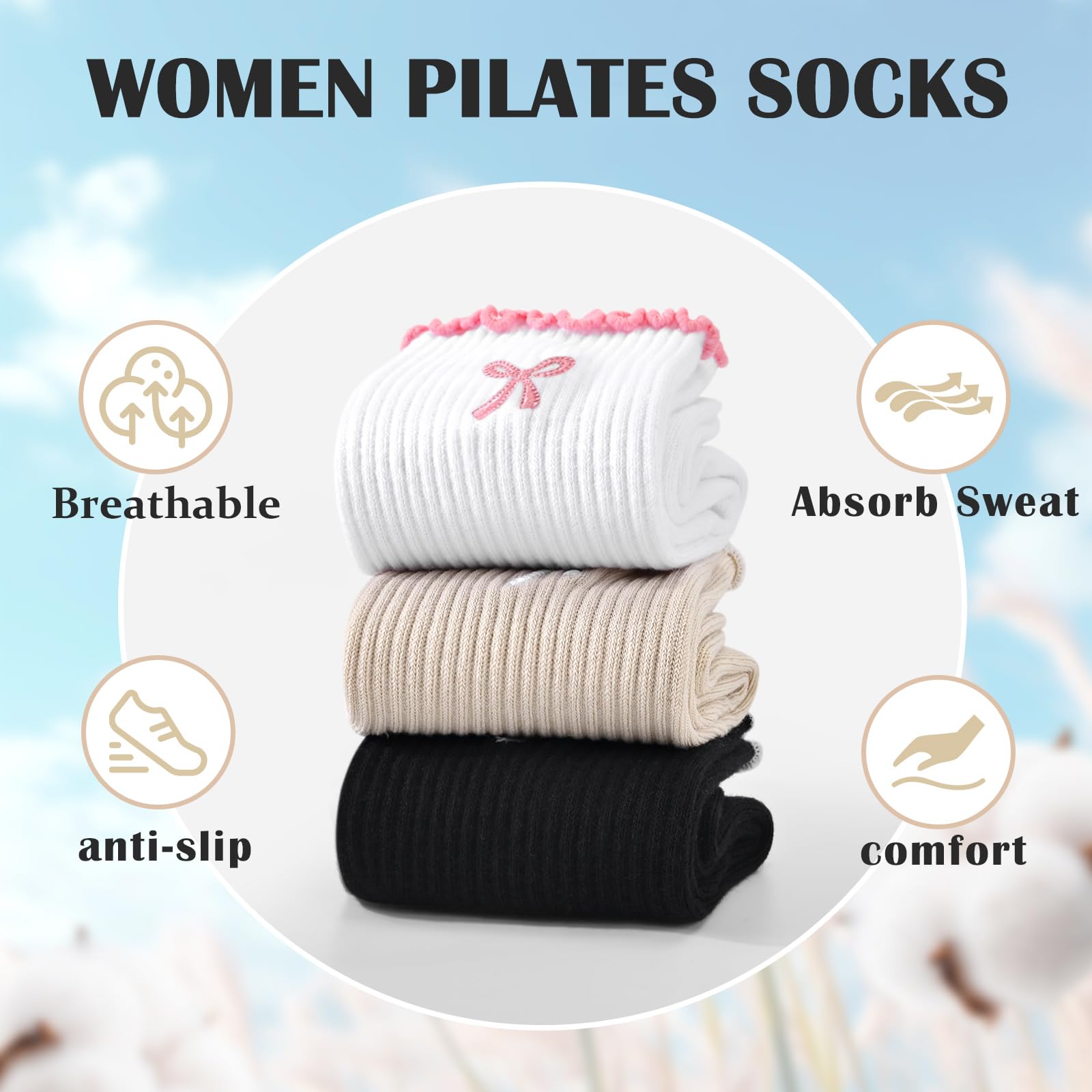 3 Paia di Calzini Antiscivolo  - Medias Para Pilates Y Yoga recensione e prezzo